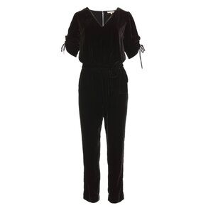 Revolve Gold Hawk Date Night Jumpsuit Silk Blend Velvet Medium Black NWT